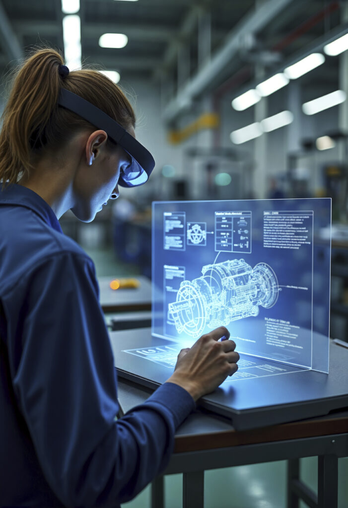 engenheira utilizando placas industriais inteligentes